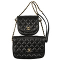 Chanel 2019 Black Lambskin Side Packs Shoulder Bag