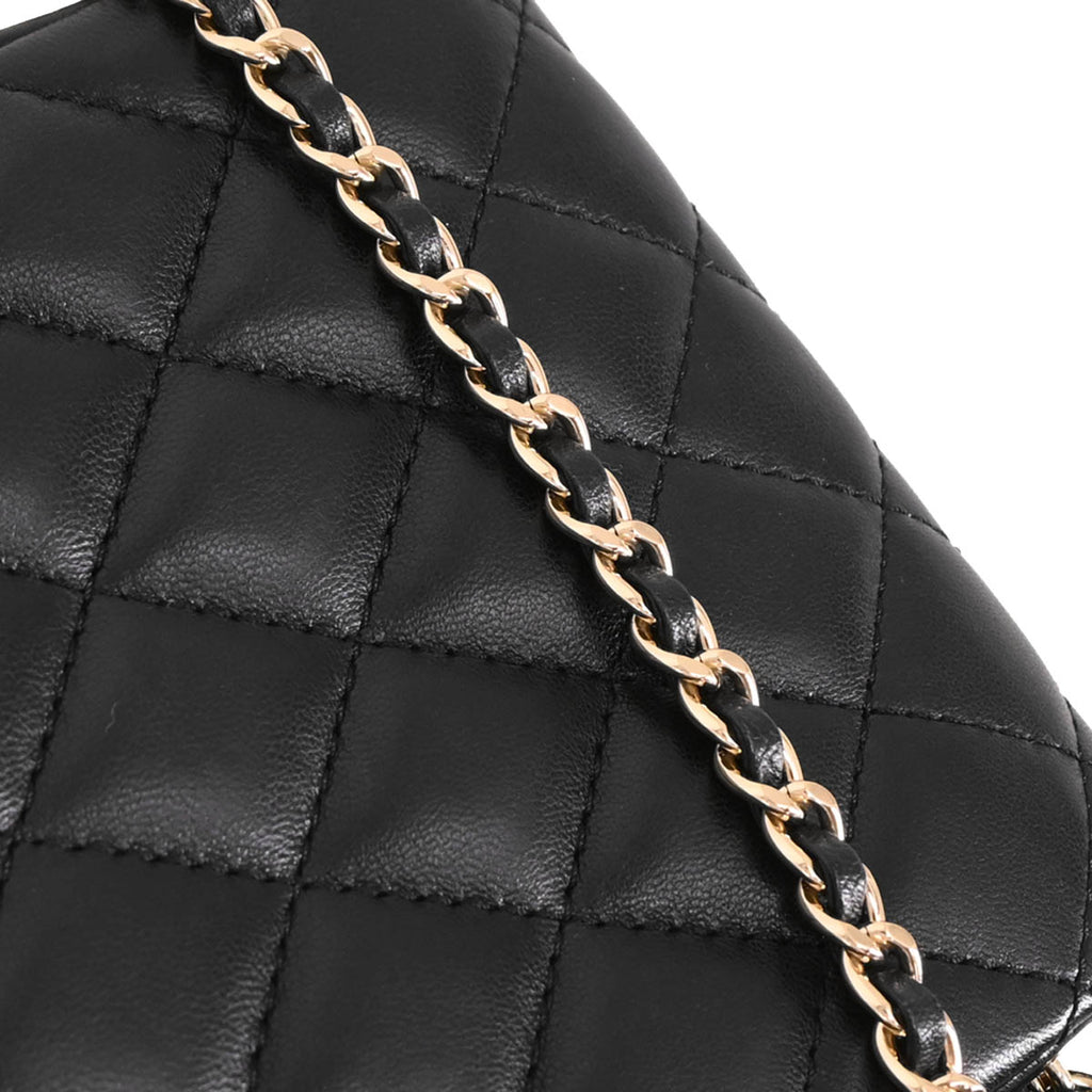 Chanel 2019 Black Lambskin Side Packs Shoulder Bag