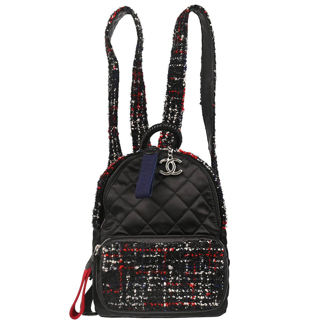 Chanel 2017-2018 Black Tweed Nylon Astronaut Essentials Backpack