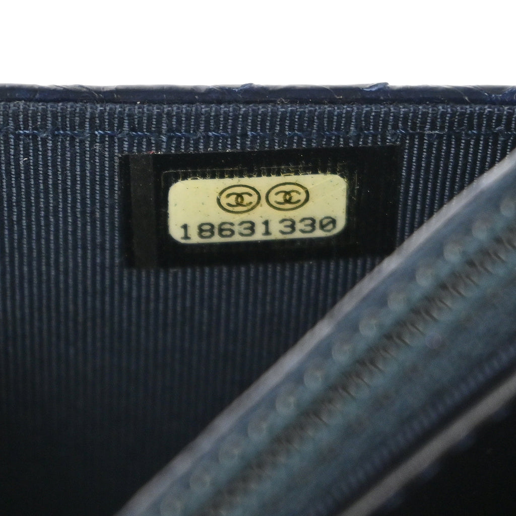 Chanel * 2013-2014 Navy Python Classic WOC Wallet on Chain Shoulder Bag