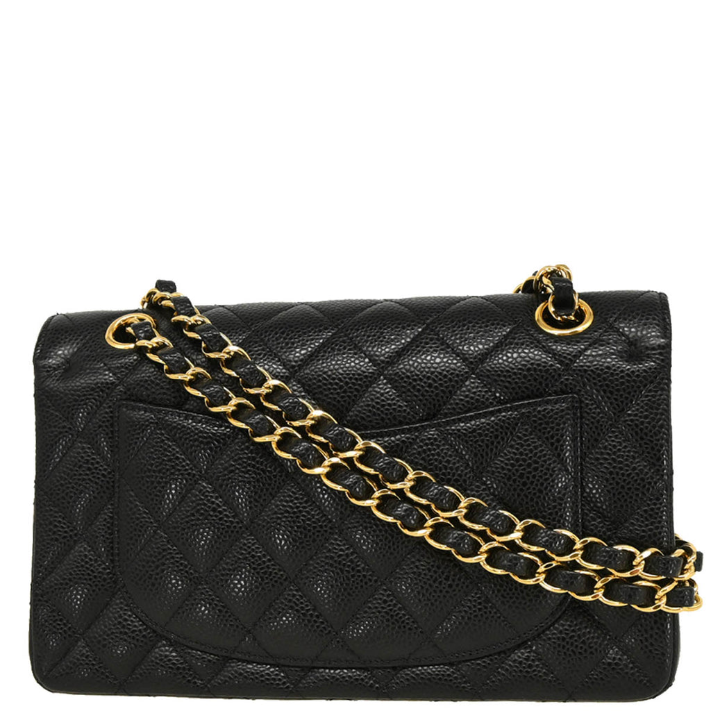 Chanel 2012 Black Caviar Small Classic Double Flap Shoulder Bag