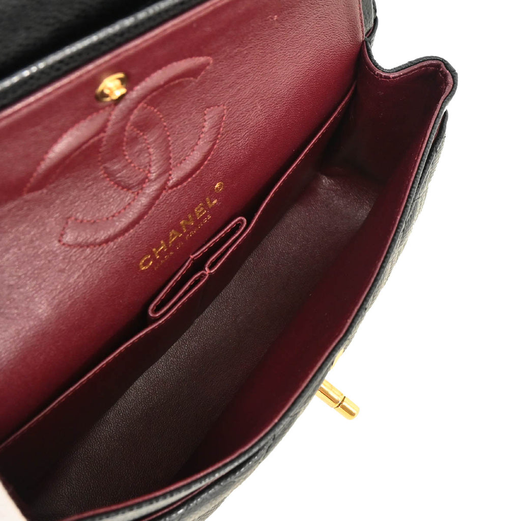 Chanel 2012 Black Caviar Small Classic Double Flap Shoulder Bag