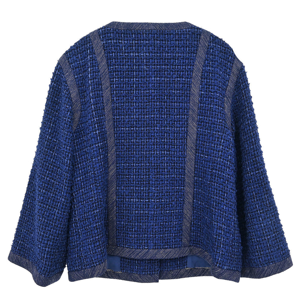 Chanel 2013 Single Breasted Collarless Jacket Navy #42