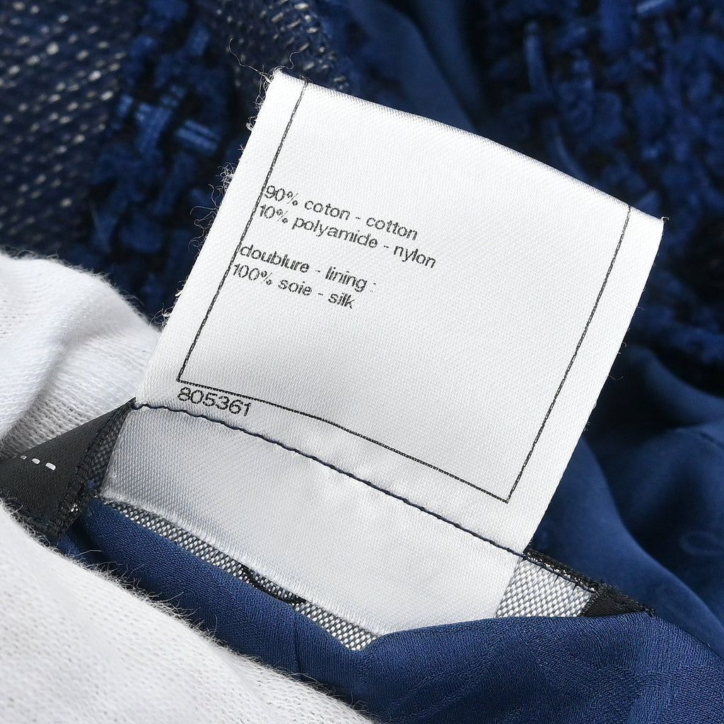 Chanel 2013 Single Breasted Collarless Jacket Navy #42