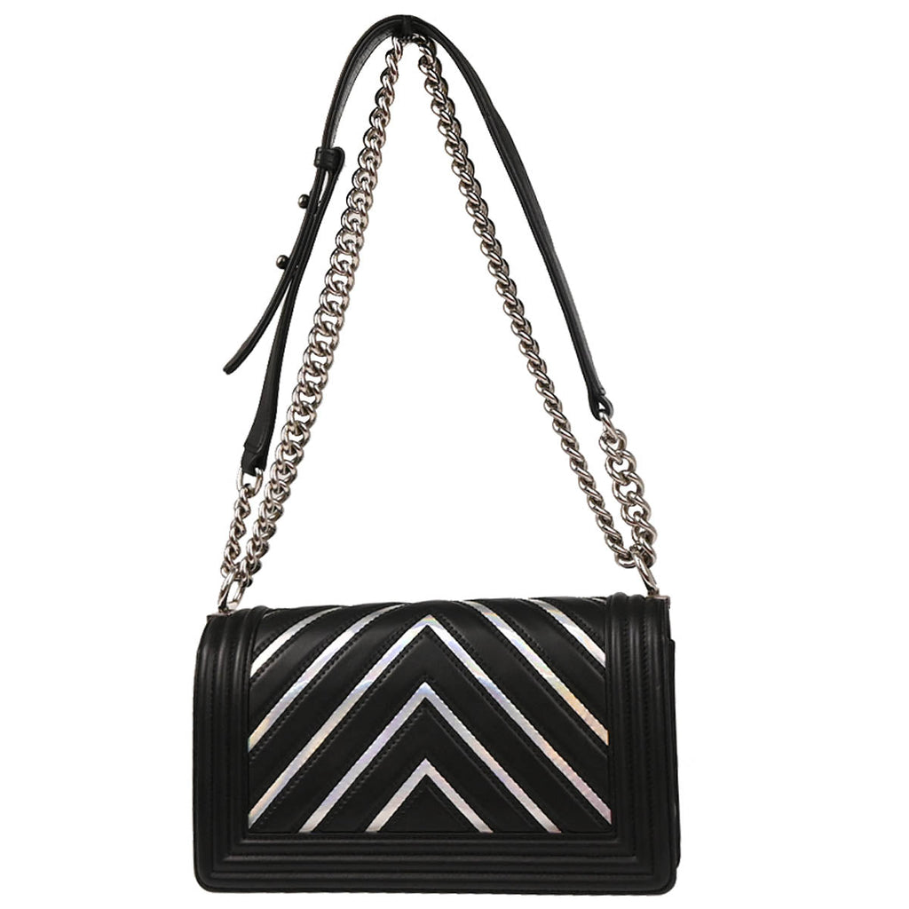Boy Chanel 2017-2018 Black Calfskin Chevron Medium Shoulder Bag