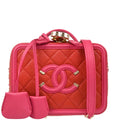 Chanel 2019 Red Caviar Filigree 2way Vanity Handbag