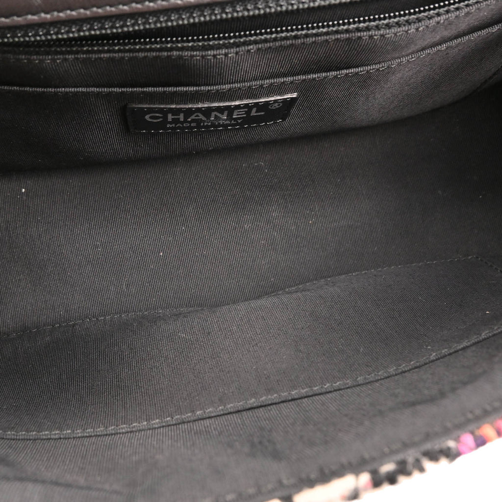 Chanel 2017 Black Lambskin Tweed Corset Flap Shoulder Bag