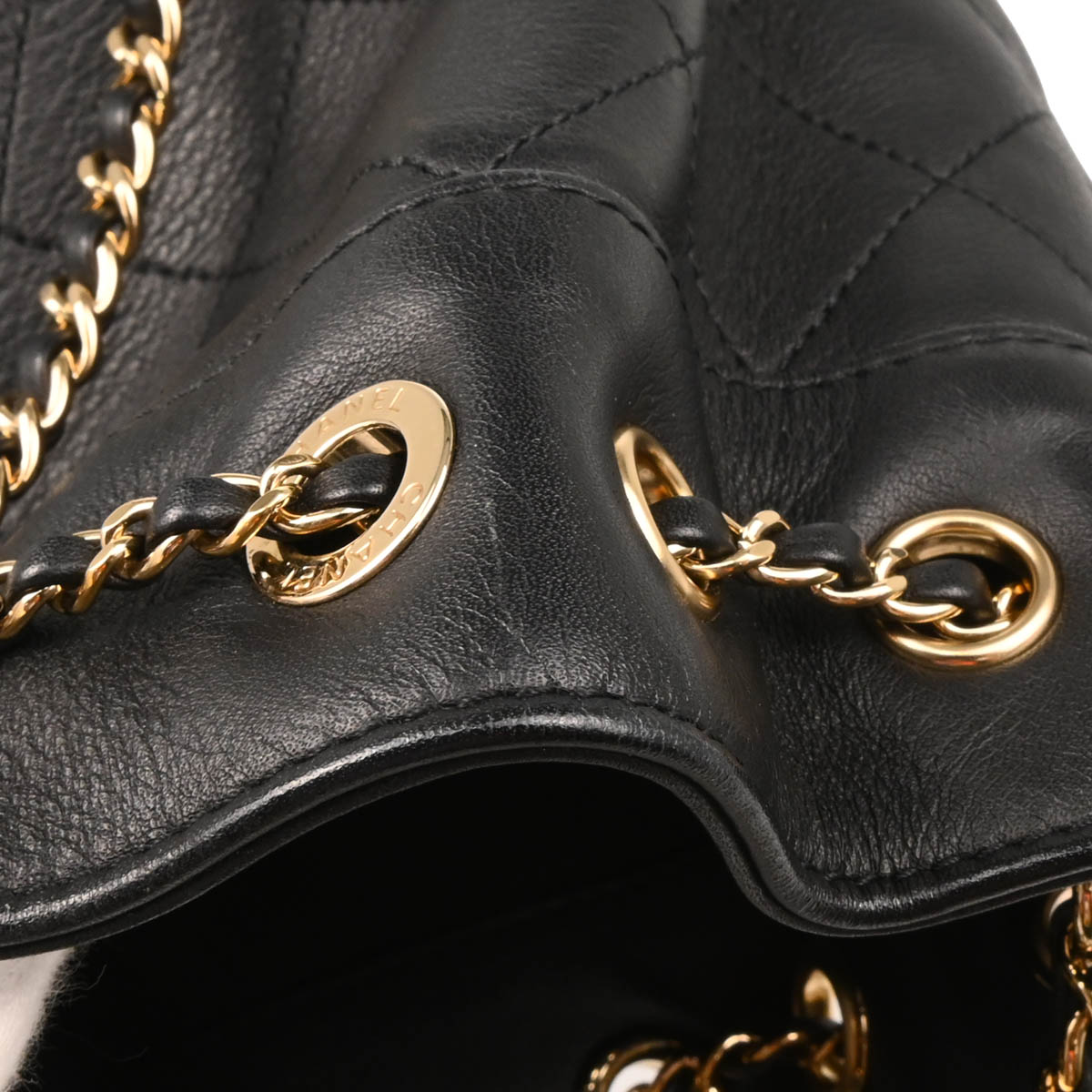 Chanel 2019 Black Calfskin Bucket Shoulder Bag