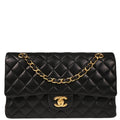 Chanel 2014-2015 Black Lambskin Medium Classic Double Flap Shoulder Bag