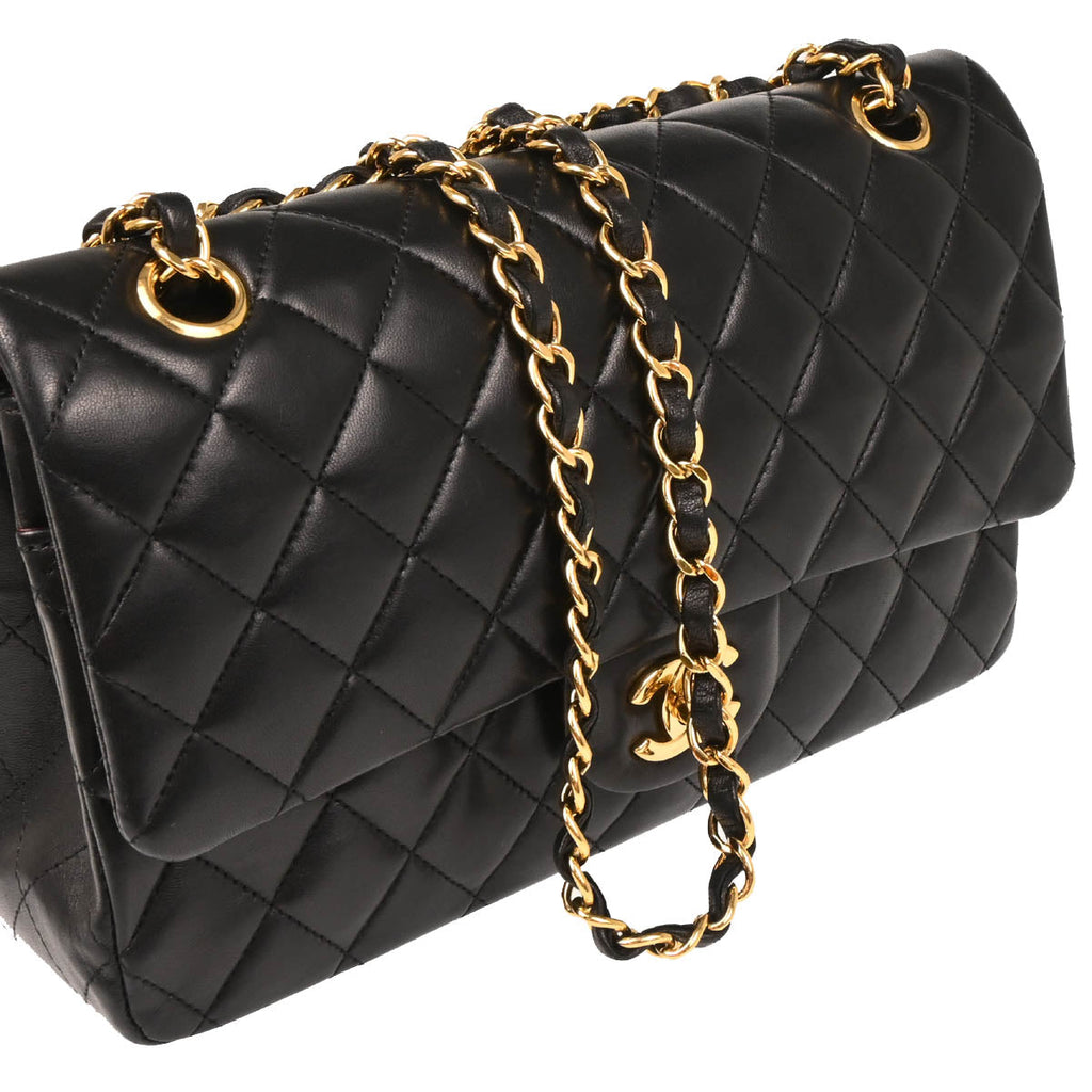 Chanel 2014-2015 Black Lambskin Medium Classic Double Flap Shoulder Bag