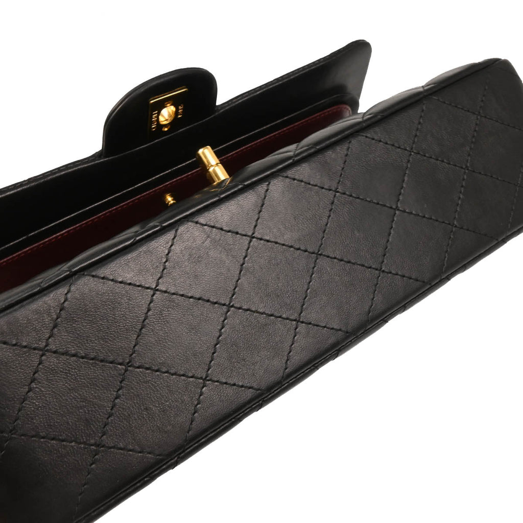 Chanel 2014-2015 Black Lambskin Medium Classic Double Flap Shoulder Bag