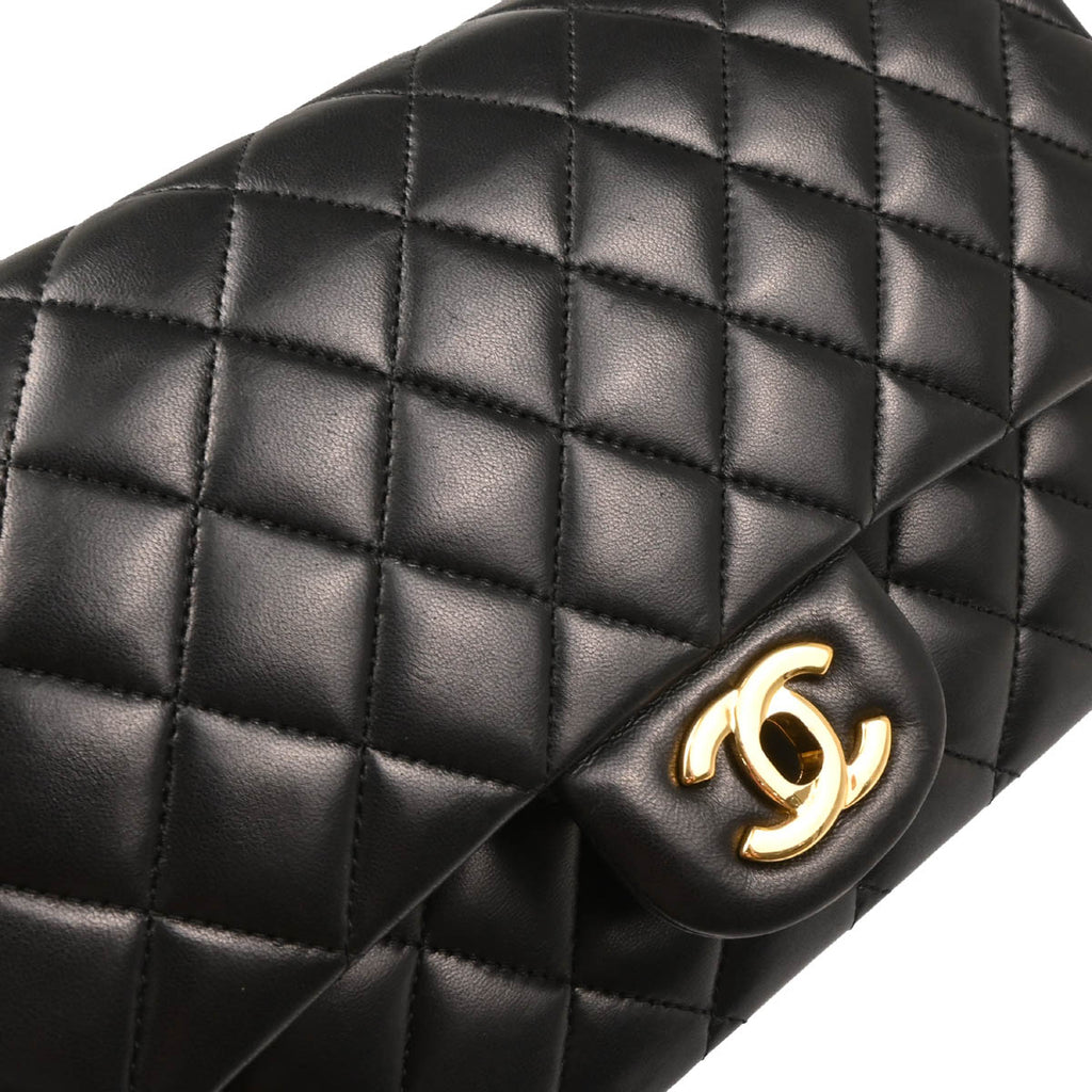 Chanel 2014-2015 Black Lambskin Medium Classic Double Flap Shoulder Bag