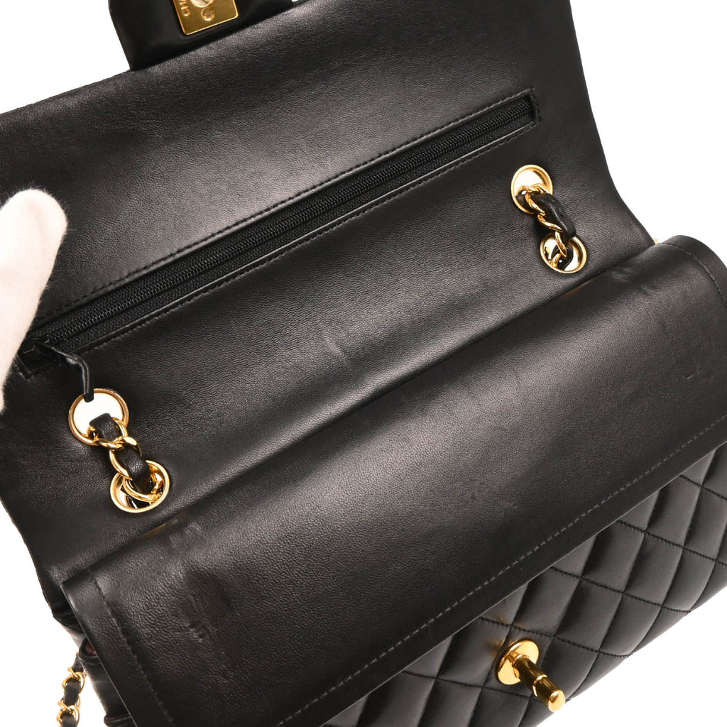 Chanel 2014-2015 Black Lambskin Medium Classic Double Flap Shoulder Bag