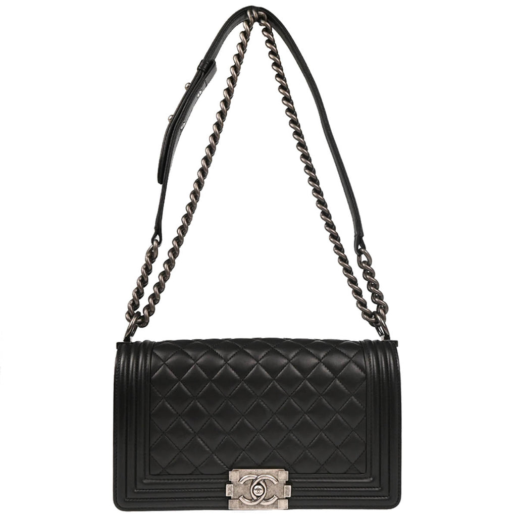 Boy Chanel 2014 Black Lambskin Medium Shoulder Bag