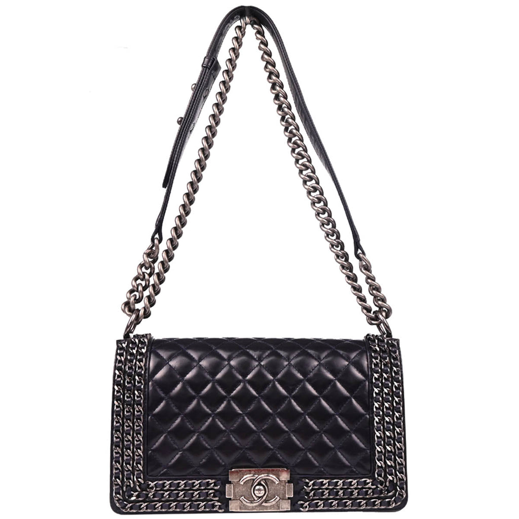 Boy Chanel 2017 Dark Navy Calfskin Medium Shoulder Bag