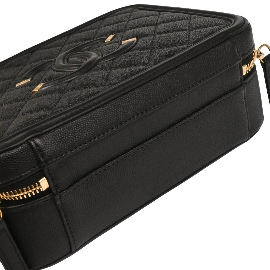 Chanel 2018 Black Caviar Filigree Vanity 2way Handbag
