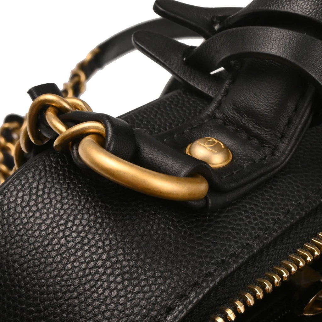 Chanel 2018 Black Caviar Filigree Vanity 2way Handbag