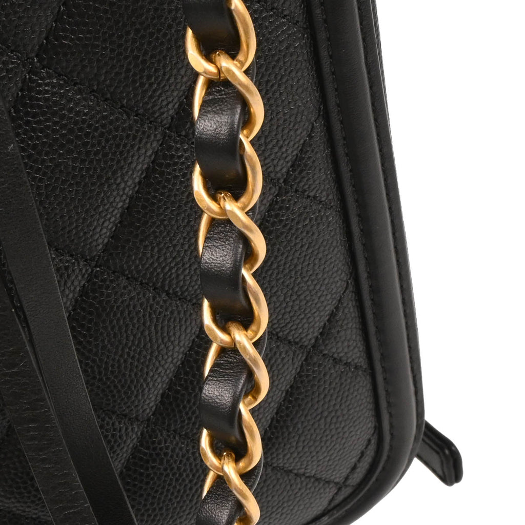 Chanel 2018 Black Caviar Filigree Vanity 2way Handbag
