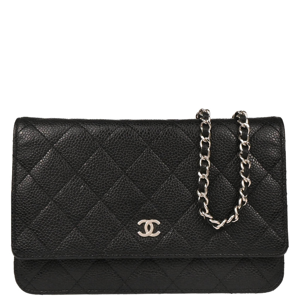 Chanel 2017-2018 Black Caviar Classic WOC Wallet on Chain Shoulder Bag