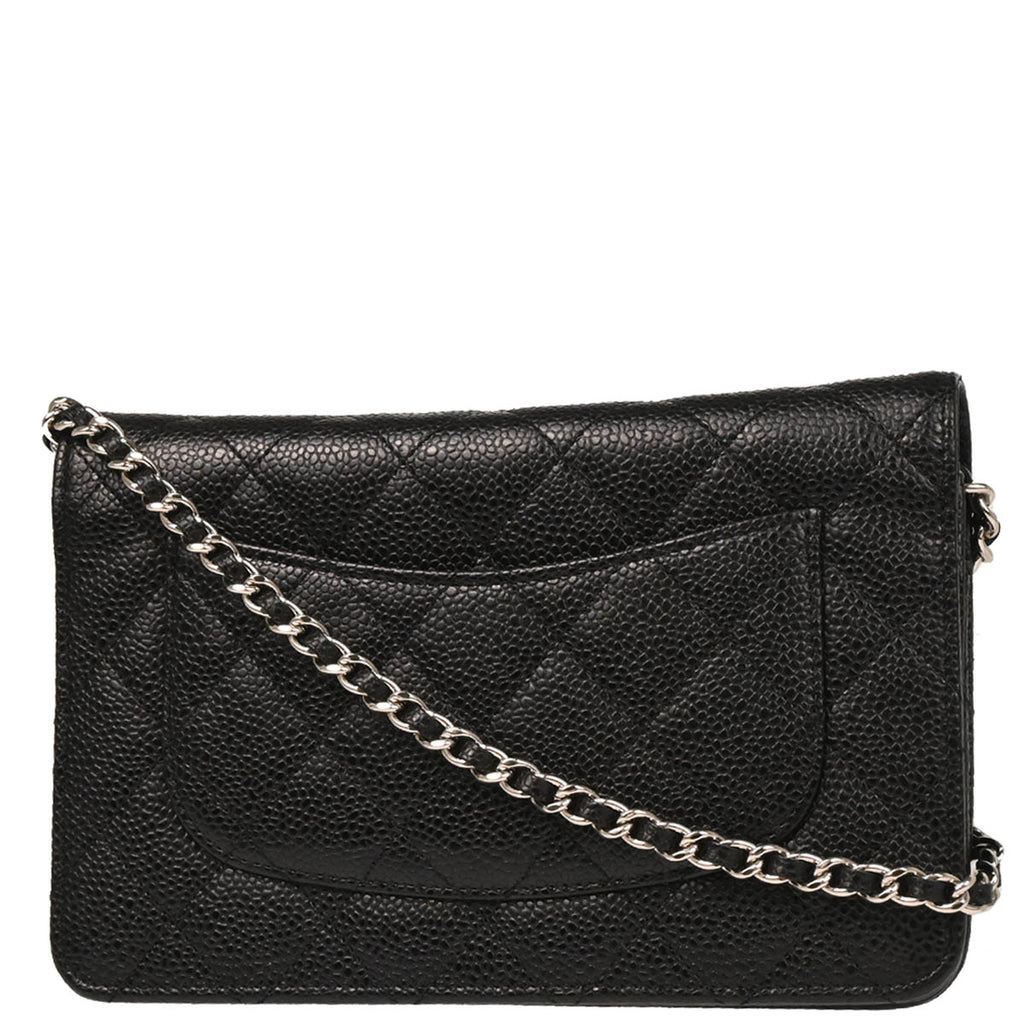 Chanel 2017-2018 Black Caviar Classic WOC Wallet on Chain Shoulder Bag