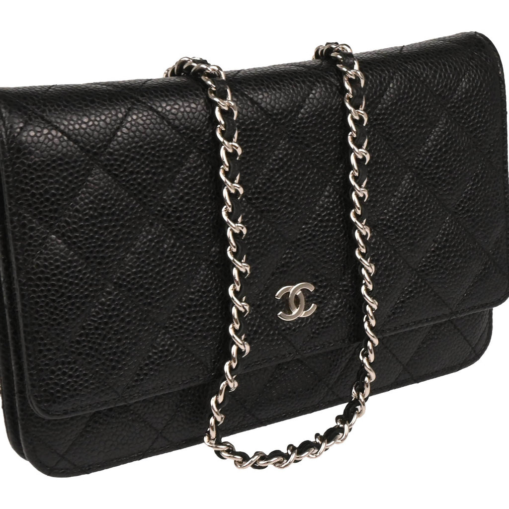 Chanel 2017-2018 Black Caviar Classic WOC Wallet on Chain Shoulder Bag