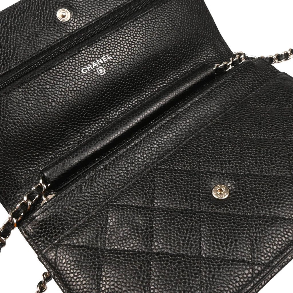 Chanel 2017-2018 Black Caviar Classic WOC Wallet on Chain Shoulder Bag