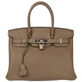 Hermes 2015 Taupe Gray Taurillon Clemence Birkin 30 Handbag