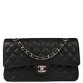 Chanel 2018-2019 Black Caviar Medium Classic Double Flap Shoulder Bag