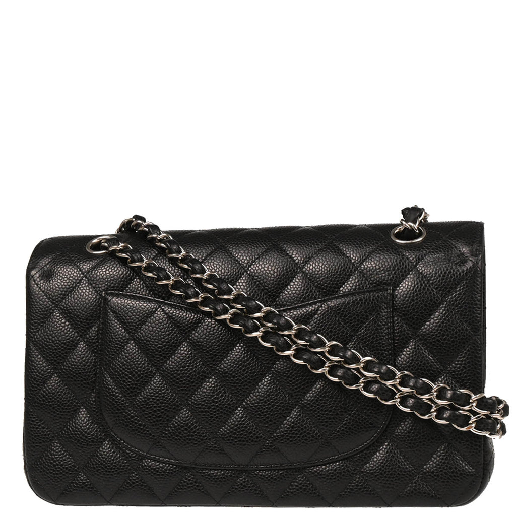Chanel 2018-2019 Black Caviar Medium Classic Double Flap Shoulder Bag