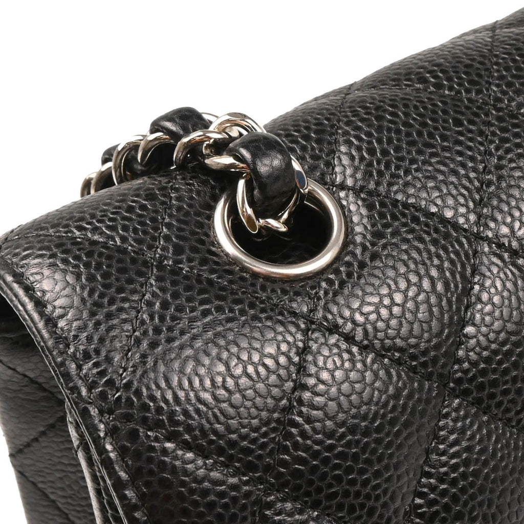 Chanel 2018-2019 Black Caviar Medium Classic Double Flap Shoulder Bag