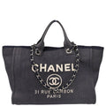 Chanel 2014-2015 Navy Denim Medium Deauville 2way Shoulder Tote Bag