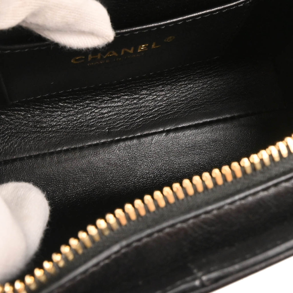 Chanel 2018-2019 Black Lambskin Chevron Medal Flap Shoulder Bag