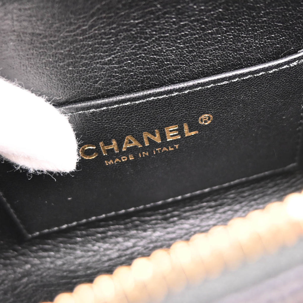 Chanel 2018-2019 Black Lambskin Chevron Medal Flap Shoulder Bag