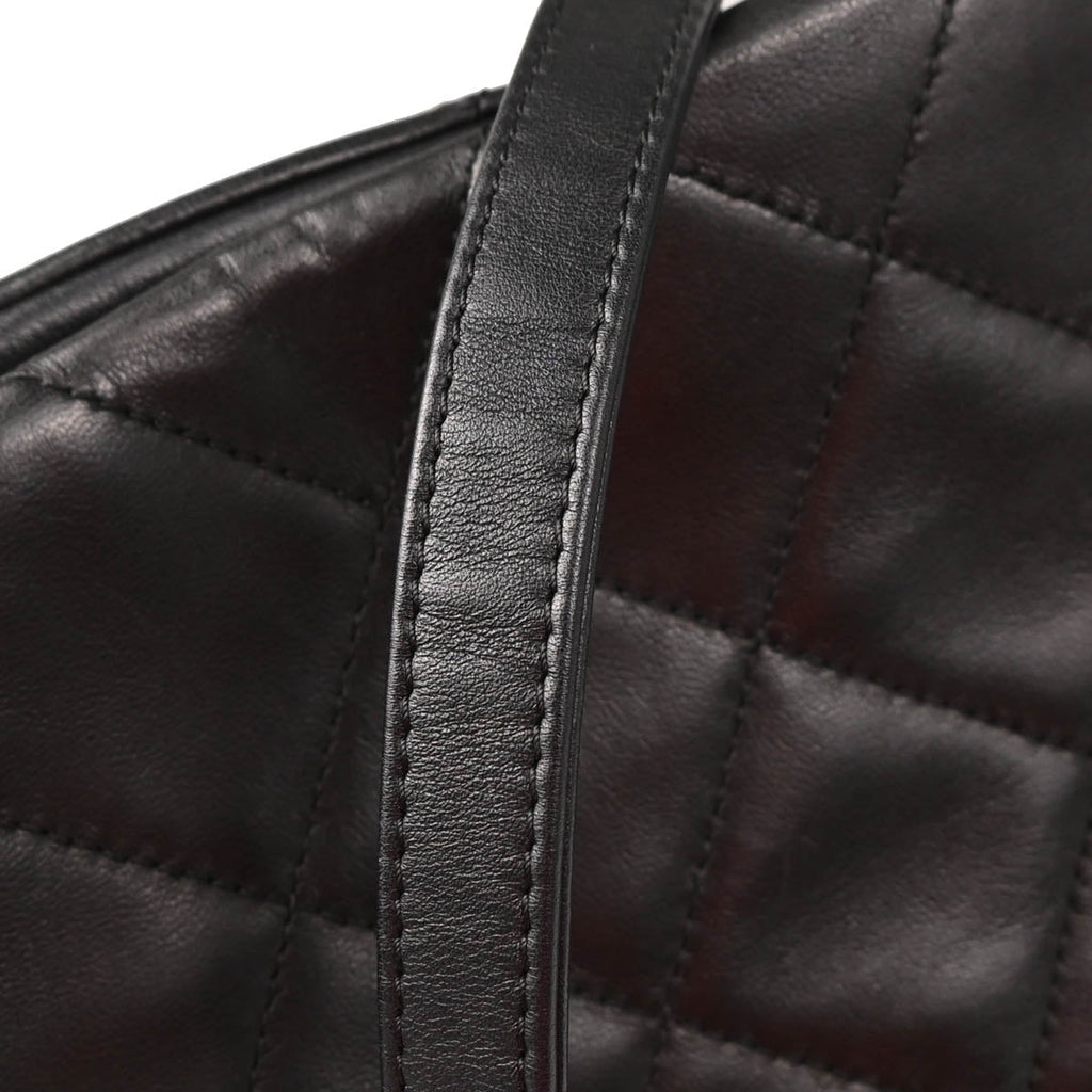 Chanel 2014 Black Lambskin Patent Leather Chain Tote Handbag