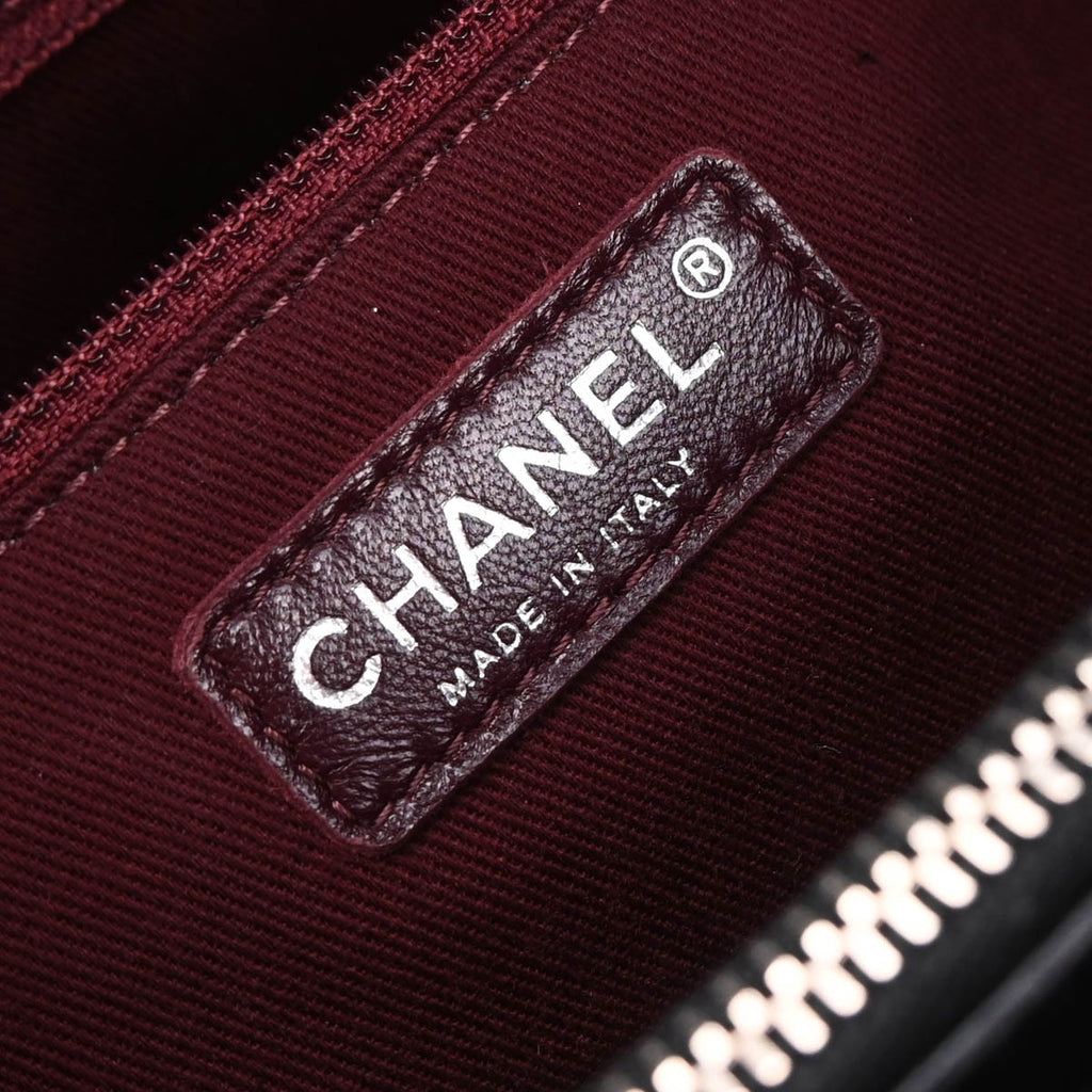 Chanel 2014 Black Lambskin Patent Leather Chain Tote Handbag