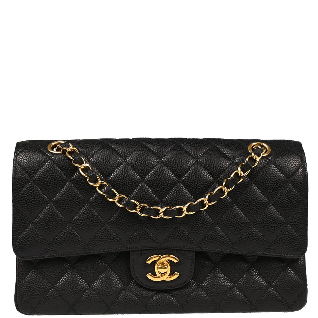 Chanel 2014 Black Caviar Medium Classic Double Flap Shoulder Bag