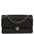 Chanel 2014 Black Caviar Medium Classic Double Flap Shoulder Bag