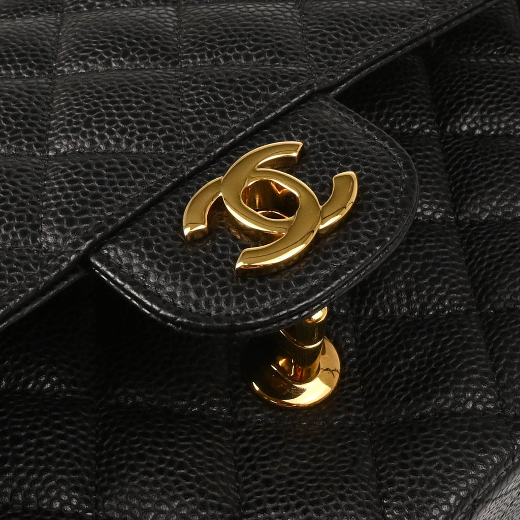 Chanel 2014 Black Caviar Medium Classic Double Flap Shoulder Bag
