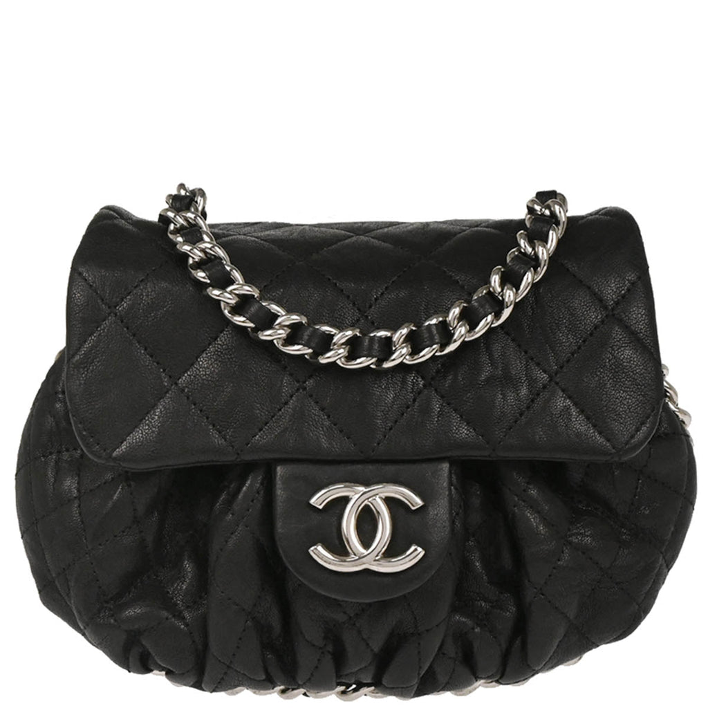 Chanel 2014 Black Calfskin Chain Around Shoulder Bag