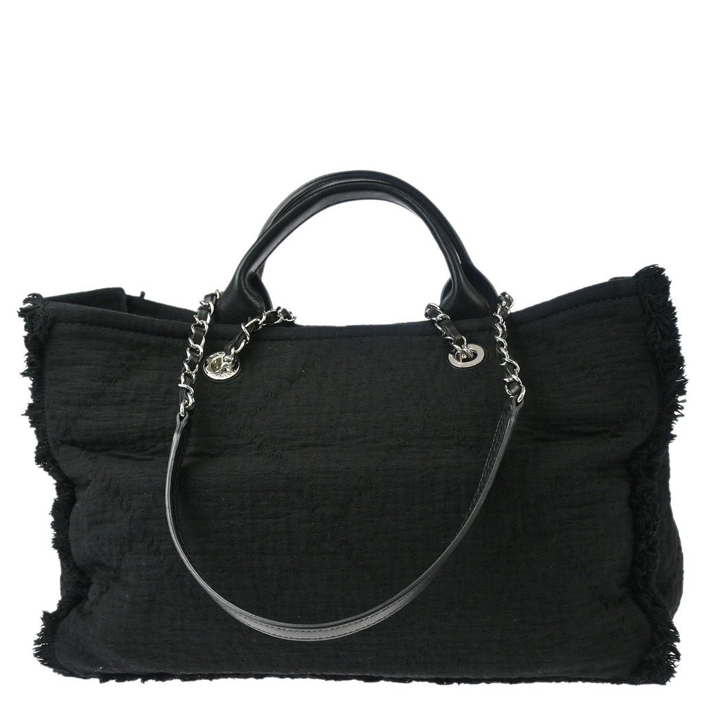 Chanel 2018 Black Canvas Small Deauville 2way Shoulder Tote Bag