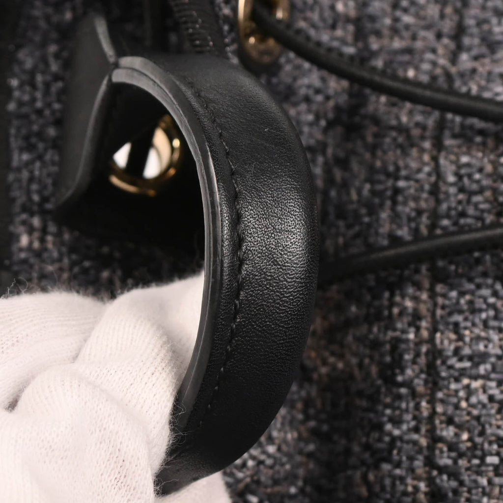 Chanel 2019 Gray Canvas Deauville Bucket Backpack
