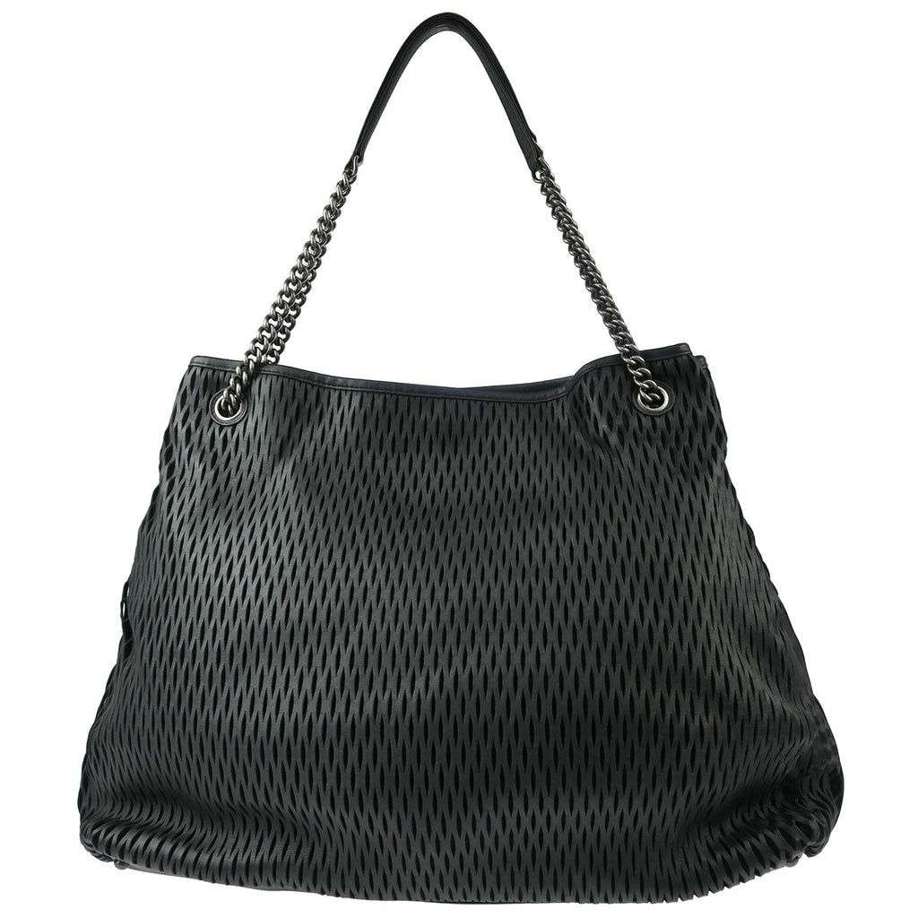 Chanel 2014-2015 Black Calfskin Mesh CC Chain Tote Handbag