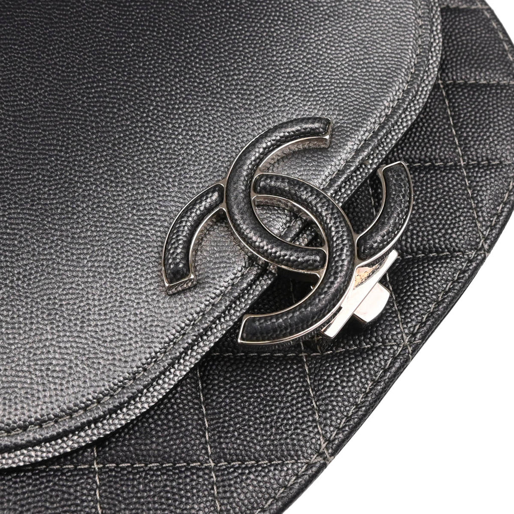 Chanel 2019 Gray Silver Caviar Coco Curve 2way Shoulder Handbag