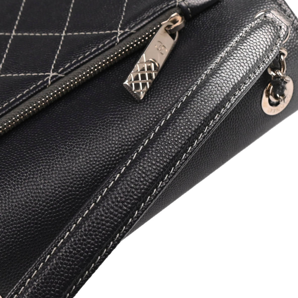 Chanel 2019 Gray Silver Caviar Coco Curve 2way Shoulder Handbag