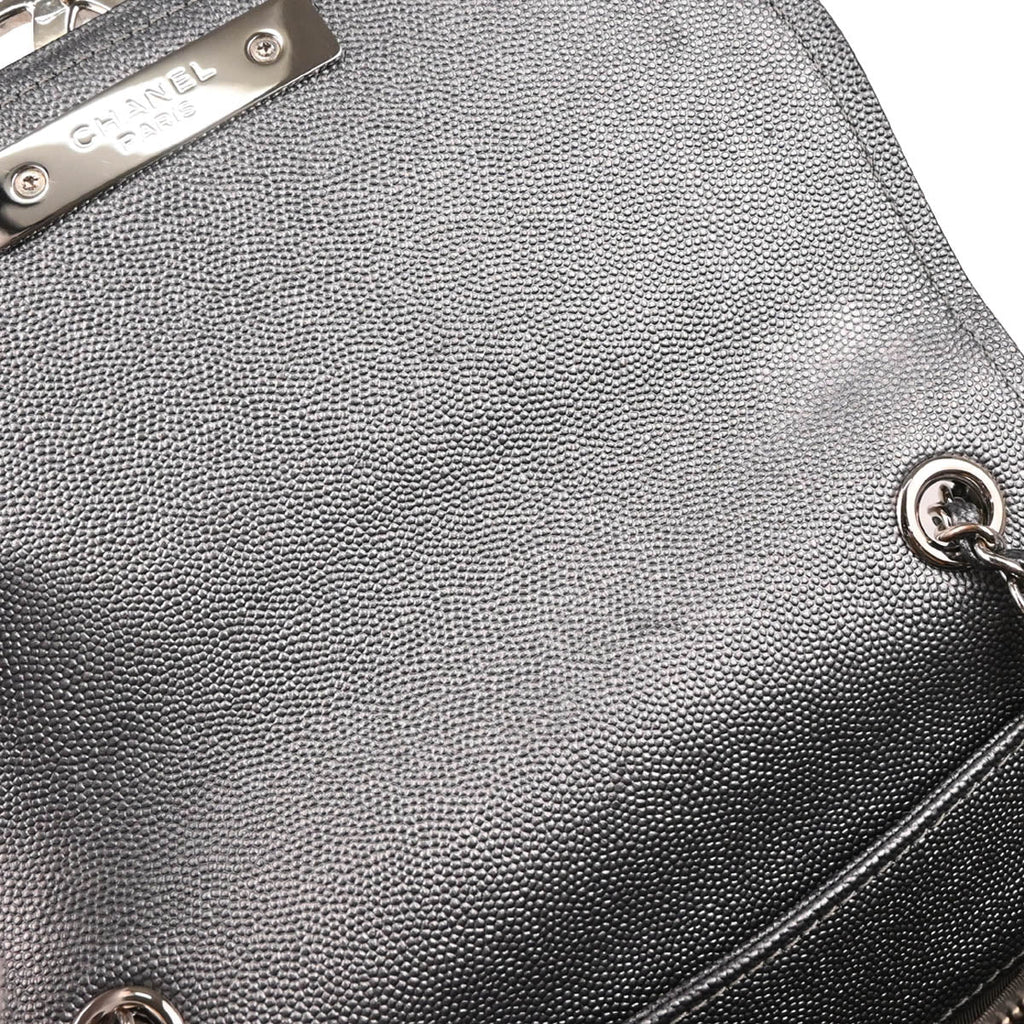 Chanel 2019 Gray Silver Caviar Coco Curve 2way Shoulder Handbag