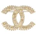 Chanel CC Brooch Pin Gold Rhinestone A13B
