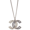 Chanel CC Chain Necklace Pendant Rhinestone Silver 16C