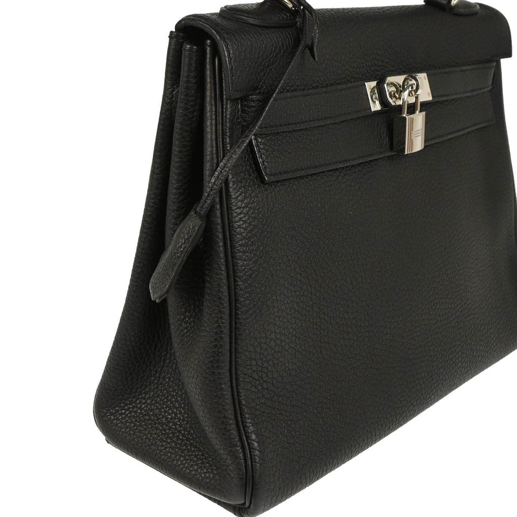 Hermes Black Taurillon Clemence Kelly 32 Retourne 2way Shoulder Handbag