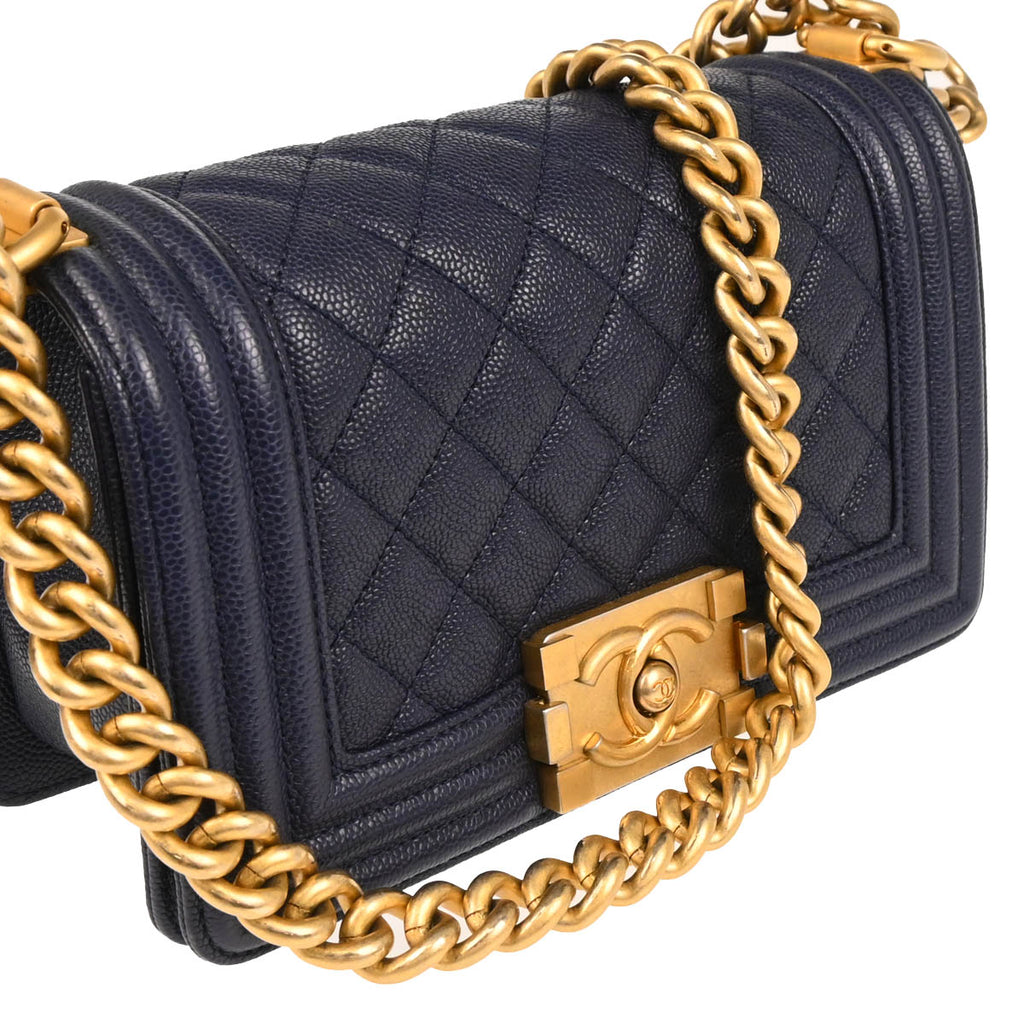 Boy Chanel 2018 Navy Caviar Small Chain Shoulder Bag