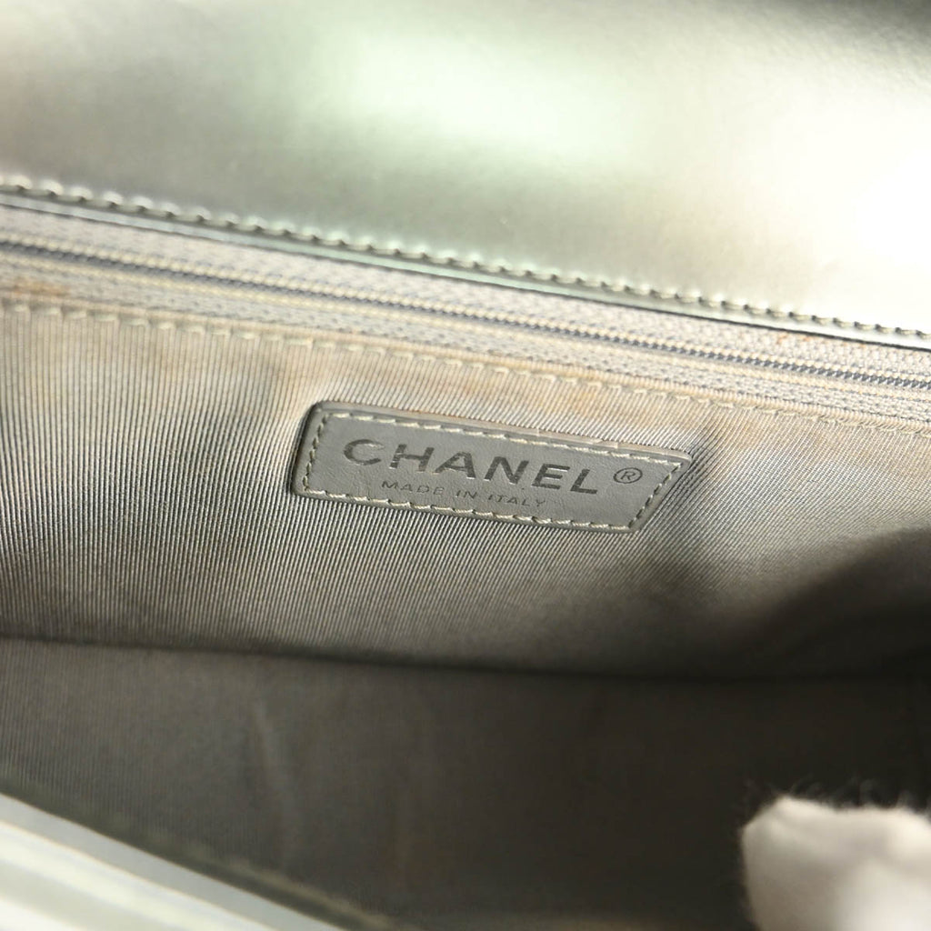 Boy Chanel 2012 Metallic Gray Calfskin Medium Shoulder Bag